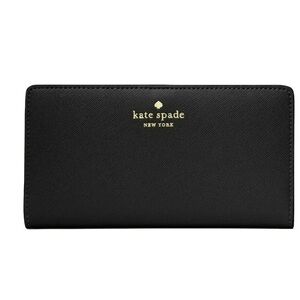 New Kate Spade Dana Large Slim Bifold Wallet Saffiano Black